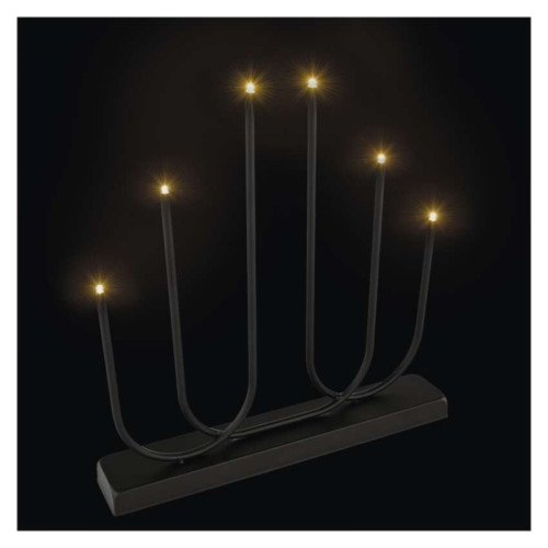 LED svietnik kovový čierny, 40 cm, 2x AA, vnútorný, teplá biela