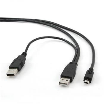 GEMBIRD CABLEXPERT Kabel USB A-MINI 5PM 2.0,  0,9 m DUÁLNÍ pro extra napájení
