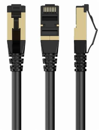 GEMBIRD PP8-LSZHCU-BK-0.5M – S/FTP Cat. 8 patch kabel s LSZH pláštěm, černý, 0,5 m