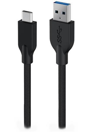 Genius ACC-A2CC-3A, Kabel, USB A / USB-C, USB 3.0, 3A, QC 3.0, opletený, 1m, černý