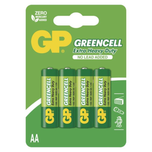 Zinko-chloridová batéria GP Greencell R6 (AA), 4 ks