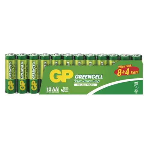 Zinko-chloridová batéria GP Greencell R6 (AA), 12 ks