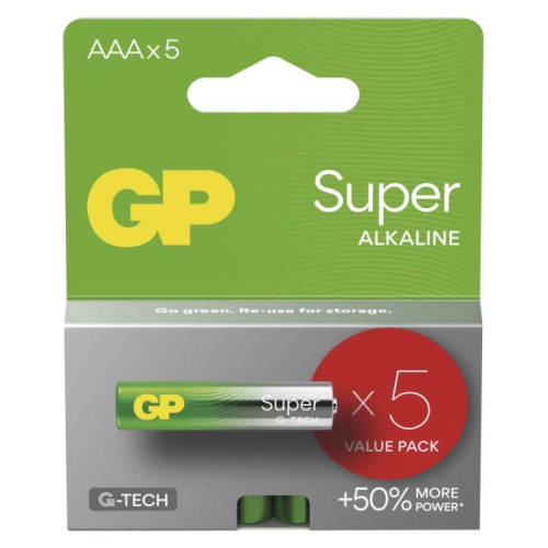 Alkalická batéria GP Super LR03 (AAA), 5 ks