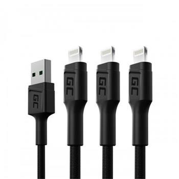 Green Cell Set 3x Cable GC Ray USB - Lightning 120cm for iPhone, iPad, iPod, white LED, quick charging