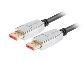 LANBERG připojovací kabel DisplayPort 1.4  M/M, 8K@60Hz, 5K@120Hz, délka 1,8m, černý, se západkou, zlacené konektory