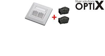 OPTIX UTP zásuvka OPTIX cat6, 2 keystony pod omítku, černý