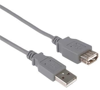 PremiumCord USB 2.0 kabel prodlužovací, A-A, 3m, šedá