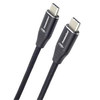 PremiumCord Kabel USB-C M/M, 240W 480Mbps černý bavlněný oplet, 0,5m
