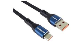 PremiumCord Super fast charging 5A kabel USB-C - USB 2.0 A  bavlněný oplet 1m
