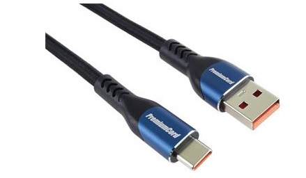 PremiumCord Super fast charging 5A kabel USB-C - USB 2.0 A  bavlněný oplet 0,5m
