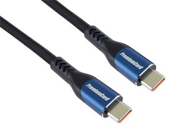 PremiumCord USB-C kabel ( USB 3.2 GEN 2x2, 5A, 100W, 20Gbit/s ) 0,5m, bavlněný oplet
