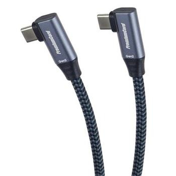 PremiumCord USB-C 2x zahnutý kabel ( USB 3.2 GEN 2x2, 5A, 100W, 20Gbit/s ) bavlněný oplet, 1m