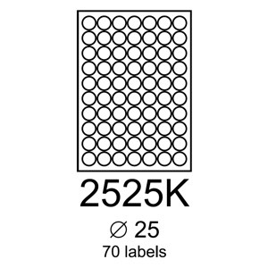 etikety RAYFILM 25mm kruh žlté flourescentné laser R01312525KA (100 list./A4)