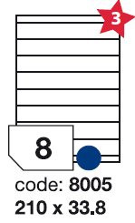 etikety RAYFILM 210x33,8 univerzálne biele R01008005F (1.000 list./A4)