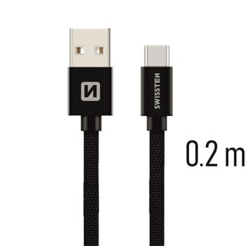 SWISSTEN DATA CABLE USB / USB-C TEXTILE 0,2M BLACK