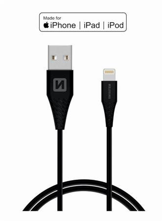 SWISSTEN DATOVÝ KABEL TPE USB / LIGHTNING MFi 1,2 M ČERNÝ