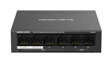 Mercusys MS106P 6portový stolní switch 10/100 Mb/s se 4 porty PoE+